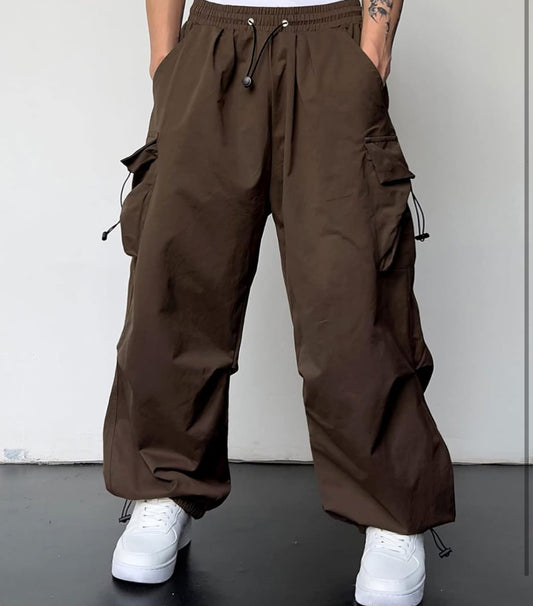 Flat Pocket Parachute Pants for Men Casual Baggy Cargo Pants Unisex Street Y2K Pants
